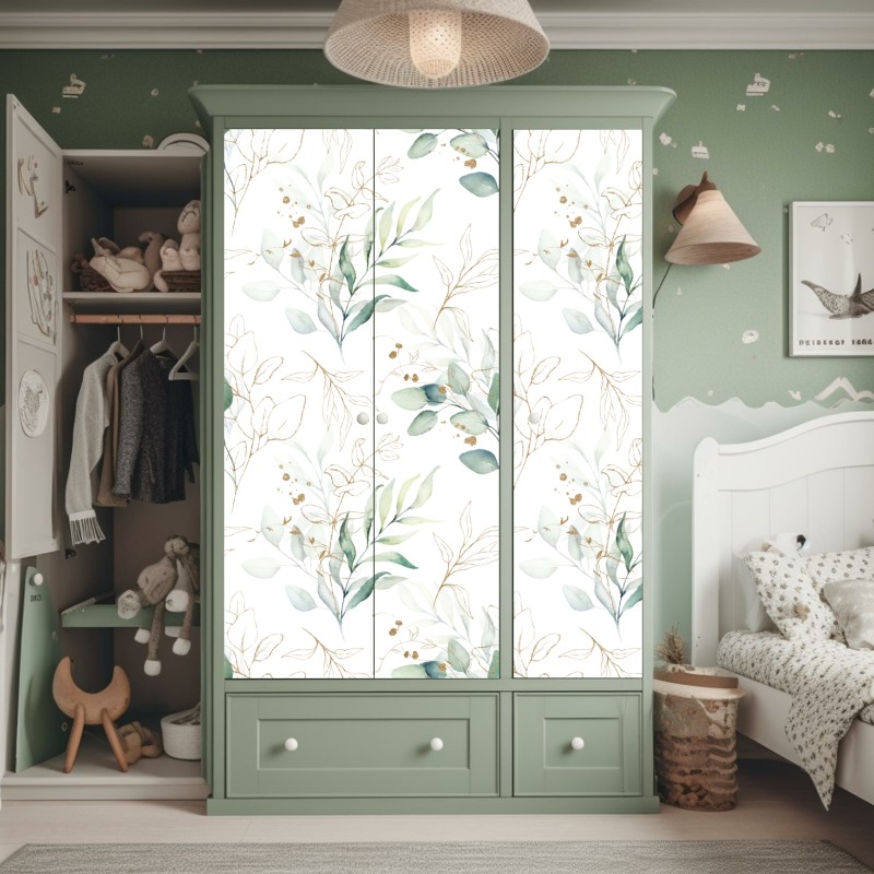 Naklejka na szafę niebieski kwiatowy wzór toile – Wallissimo®