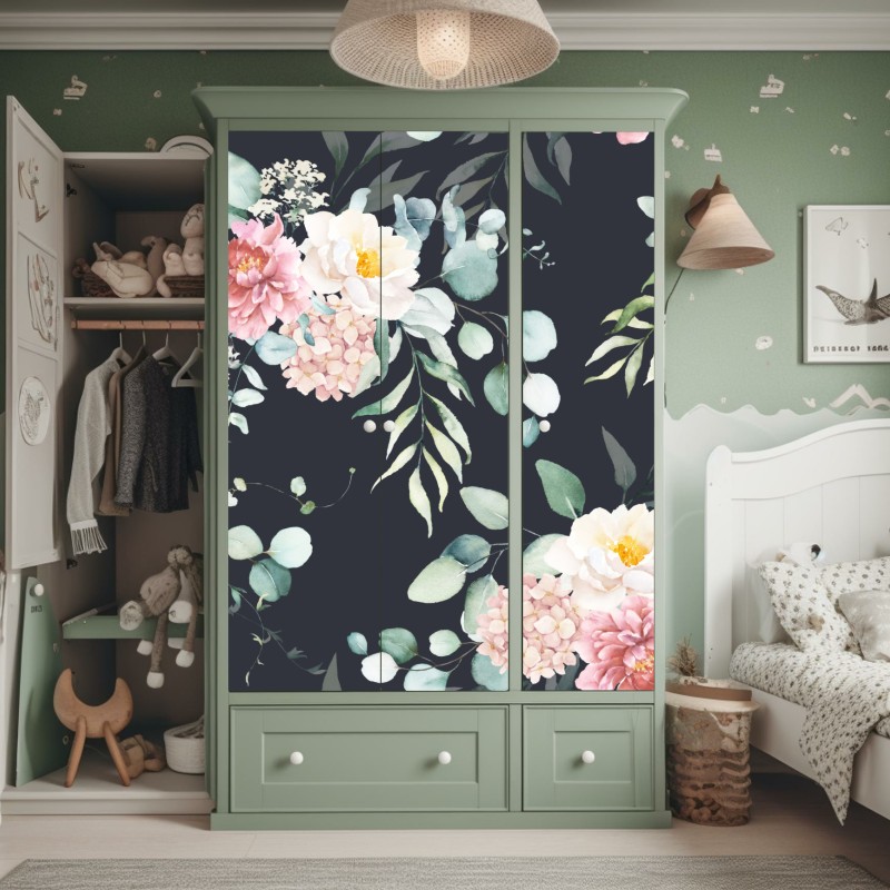 Naklejka na szafę Tower Bridge odbicie w odcieniach szarości – Wallissimo®