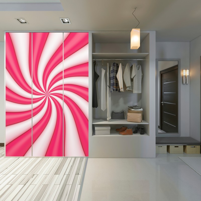Naklejka na szafę różowa cukierkowa spirala – Wallissimo® Naklejka na szafę różowa cukierkowa spirala – Wallissimo®