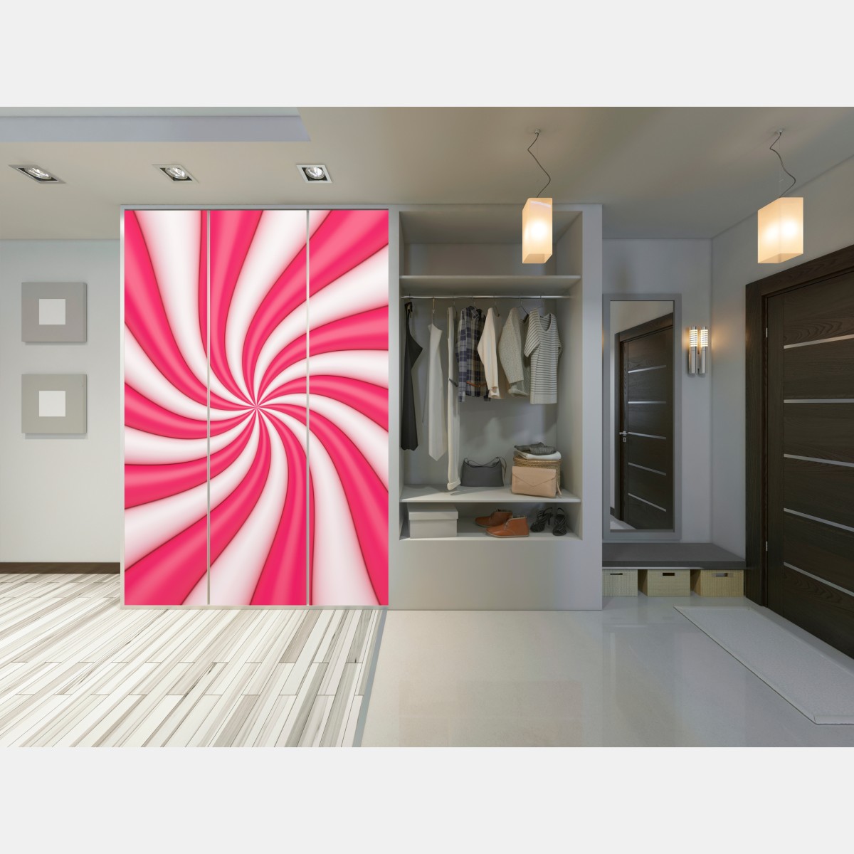 Naklejka na szafę różowa cukierkowa spirala – Wallissimo® Naklejka na szafę różowa cukierkowa spirala – Wallissimo®