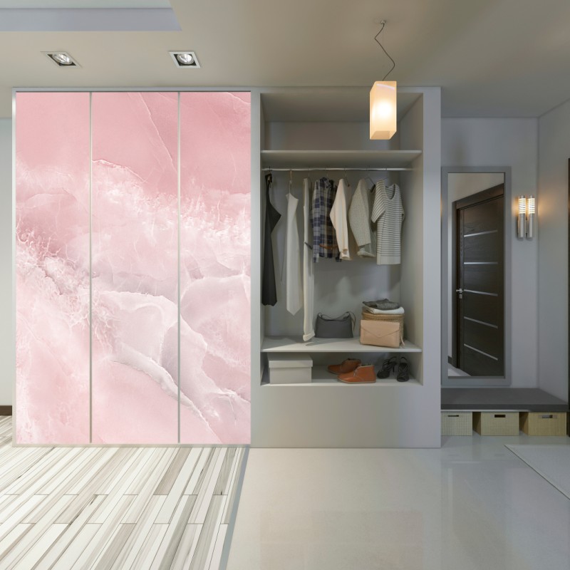 Naklejka na szafę delikatna różowa tekstura marmuru – Wallissimo® Naklejka na szafę delikatna różowa tekstura marmuru – Wallissimo®