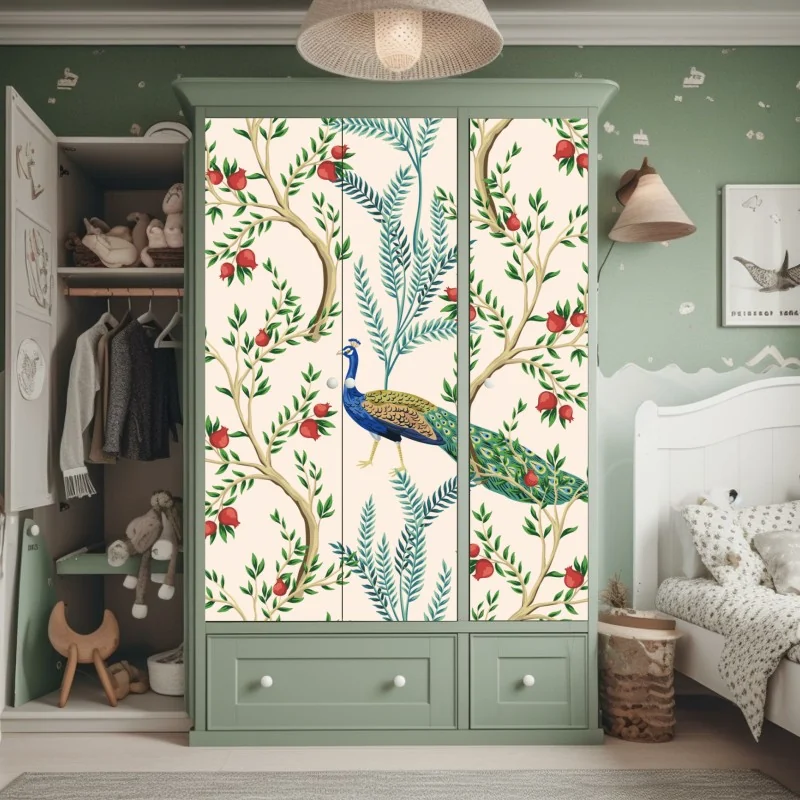 Naklejka na szafę żywy zachód słońca z palmami – Wallissimo®