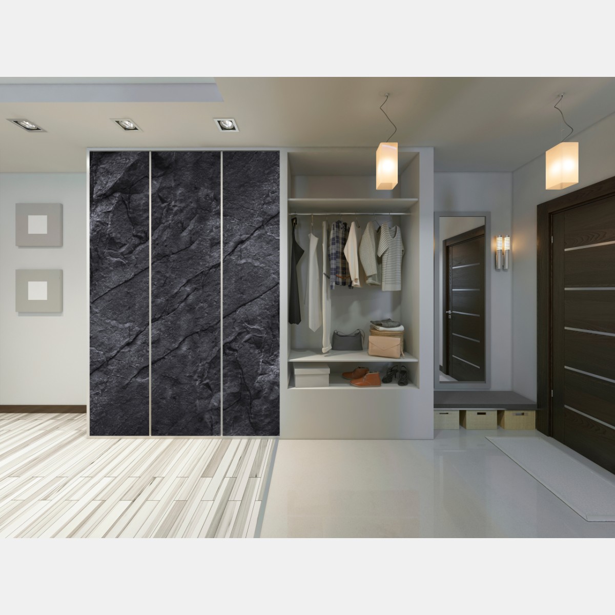 Naklejka na szafę ciemna tekstura kamienia – Wallissimo® Naklejka na szafę ciemna tekstura kamienia – Wallissimo®