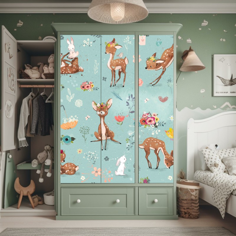 Naklejka na szafę mglisty poranek w lesie – Wallissimo®