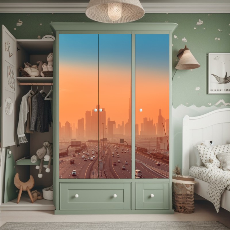 Naklejka na szafę mglista górska panorama – Wallissimo®