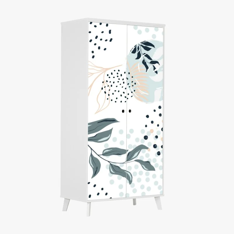 Naklejka na szafę tropikalna plaża z palmami pod błękitnym niebem – Wallissimo®