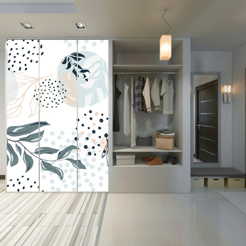 Naklejka na szafę pastelowy botaniczny wzór abstrakcyjny – Wallissimo® Naklejka na szafę pastelowy botaniczny wzór abstrakcyjny – Wallissimo®