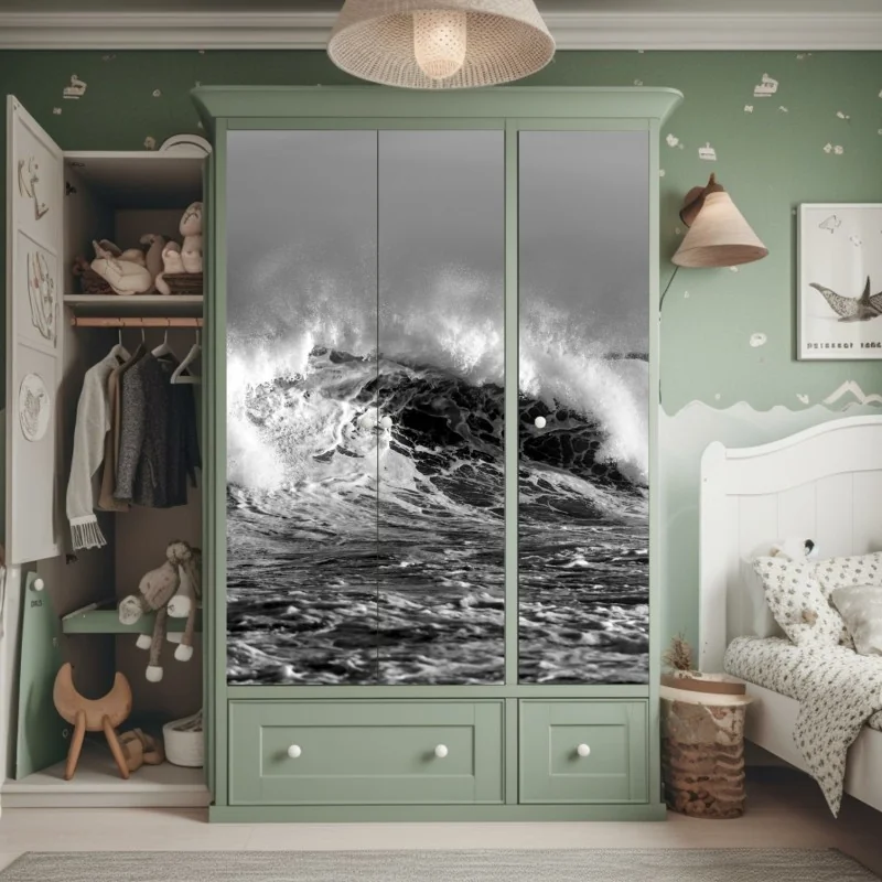 Naklejka na szafę minimalna niebieska wstęga geometryczna – Wallissimo®