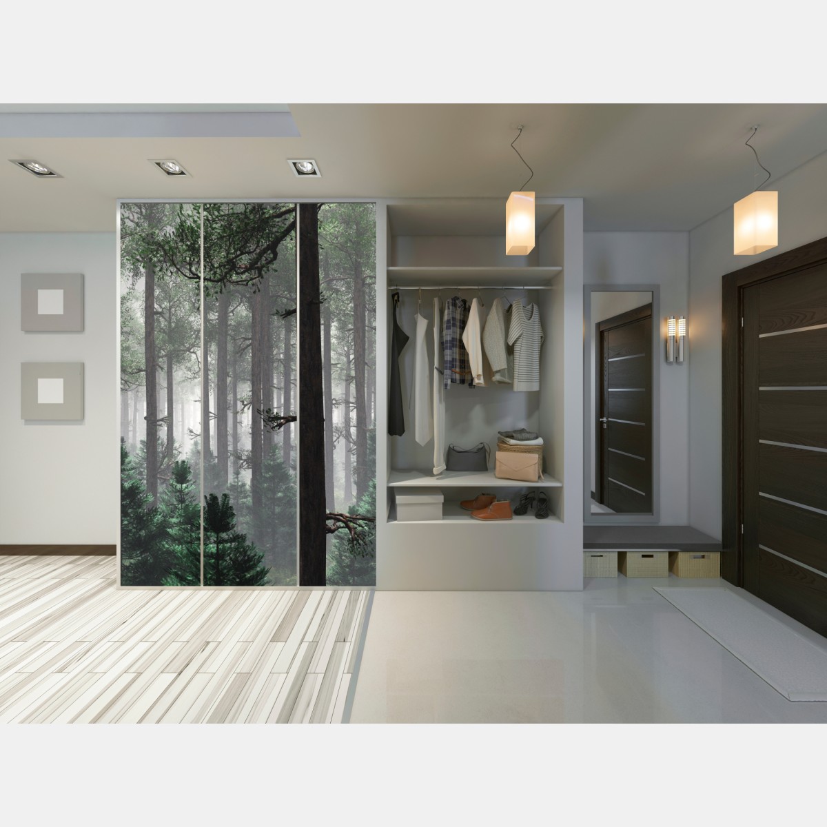 Naklejka na szafę mglisty iglasty las – Wallissimo® Naklejka na szafę mglisty iglasty las – Wallissimo®