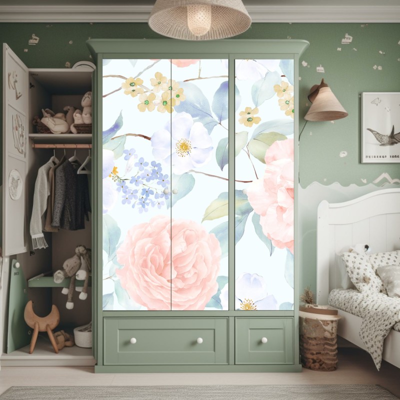 Naklejka na szafę żywa różowa akwarelowa plama – Wallissimo®