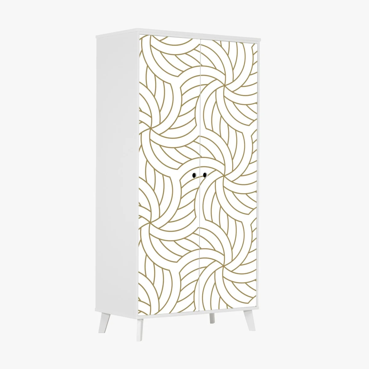 Naklejka na szafę złoty geometryczny wzór spiralny – Wallissimo® Naklejka na szafę złoty geometryczny wzór spiralny – Wallissimo®