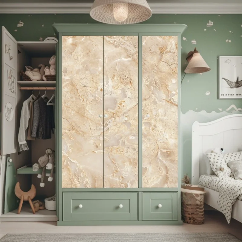 Naklejka na szafę beżowa tekstura marmuru z naturalnymi żyłami – Wallissimo® Naklejka na szafę beżowa tekstura marmuru z naturalnymi żyłami – Wallissimo®