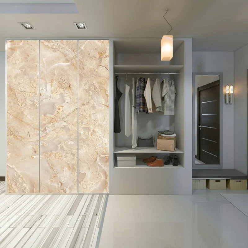 Naklejka na szafę beżowa tekstura marmuru z naturalnymi żyłami – Wallissimo® Naklejka na szafę beżowa tekstura marmuru z naturalnymi żyłami – Wallissimo®