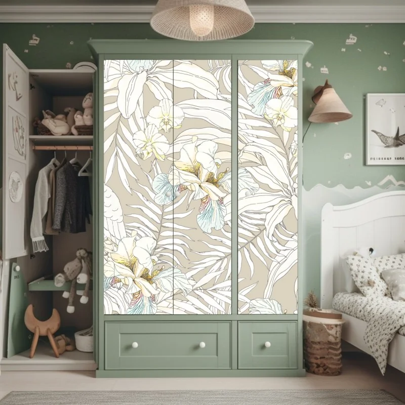 Naklejka na szafę nowoczesna niebieska panorama miejska – Wallissimo®