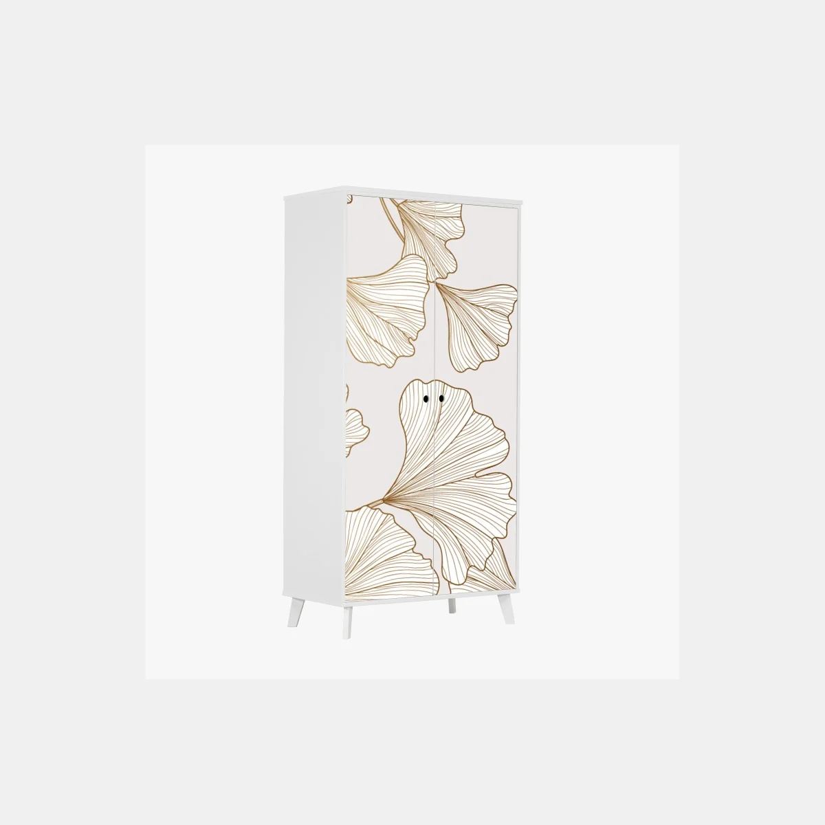 Naklejka na szafę delikatny złoty wzór miłorzębu – Wallissimo® Naklejka na szafę delikatny złoty wzór miłorzębu – Wallissimo®