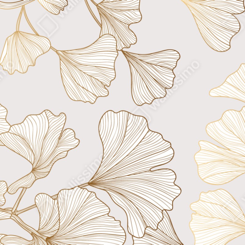 Naklejka na szafę delikatny złoty wzór miłorzębu – Wallissimo® Naklejka na szafę delikatny złoty wzór miłorzębu – Wallissimo®