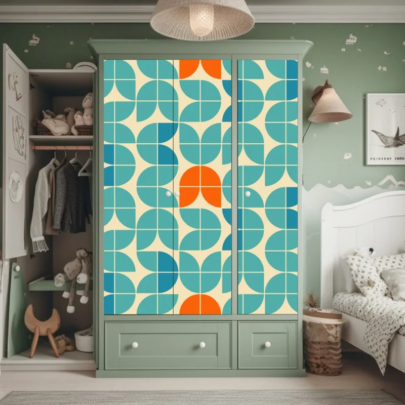 Naklejka na szafę różowy akwarelowy motyw botaniczny – Wallissimo®