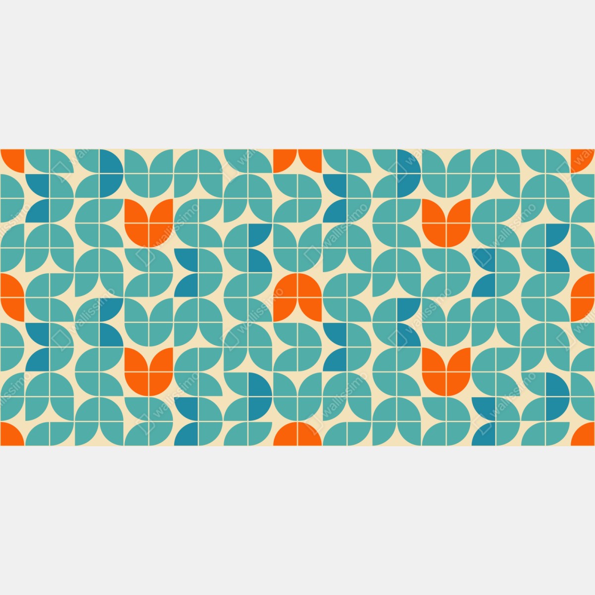 Naklejka na szafę retro geometryczny wzór kafelkowy w turkusie i pomarańczy – Wallissimo® Naklejka na szafę retro geometryczny wzór kafelkowy w turkusie i pomarańczy – Wallissimo®