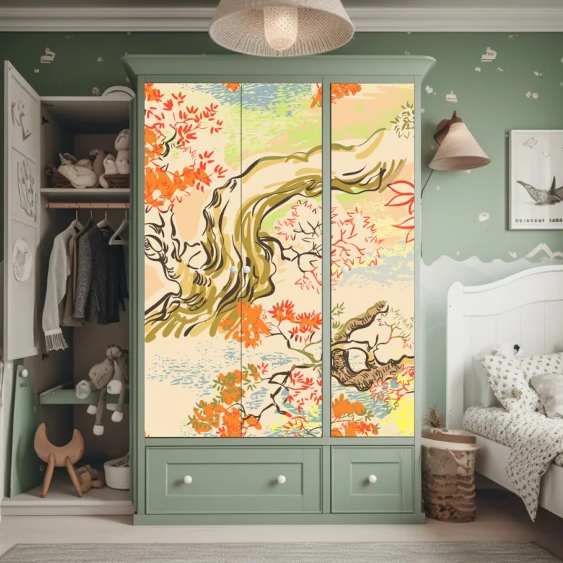 Naklejka na szafę abstrakcyjna stalowa konstrukcja mostu w perspektywie – Wallissimo®