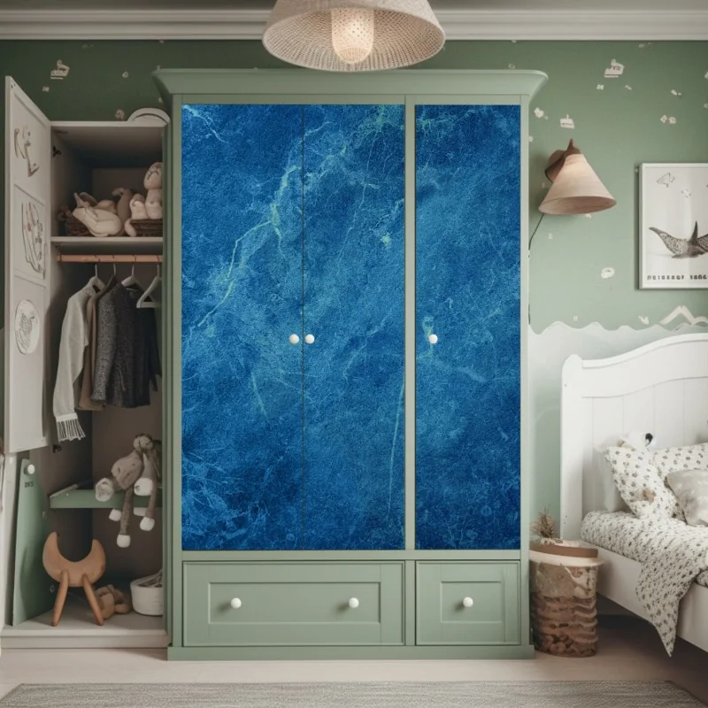 Naklejka na szafę ciemnoszary marmur ze złotymi żyłami – Wallissimo®