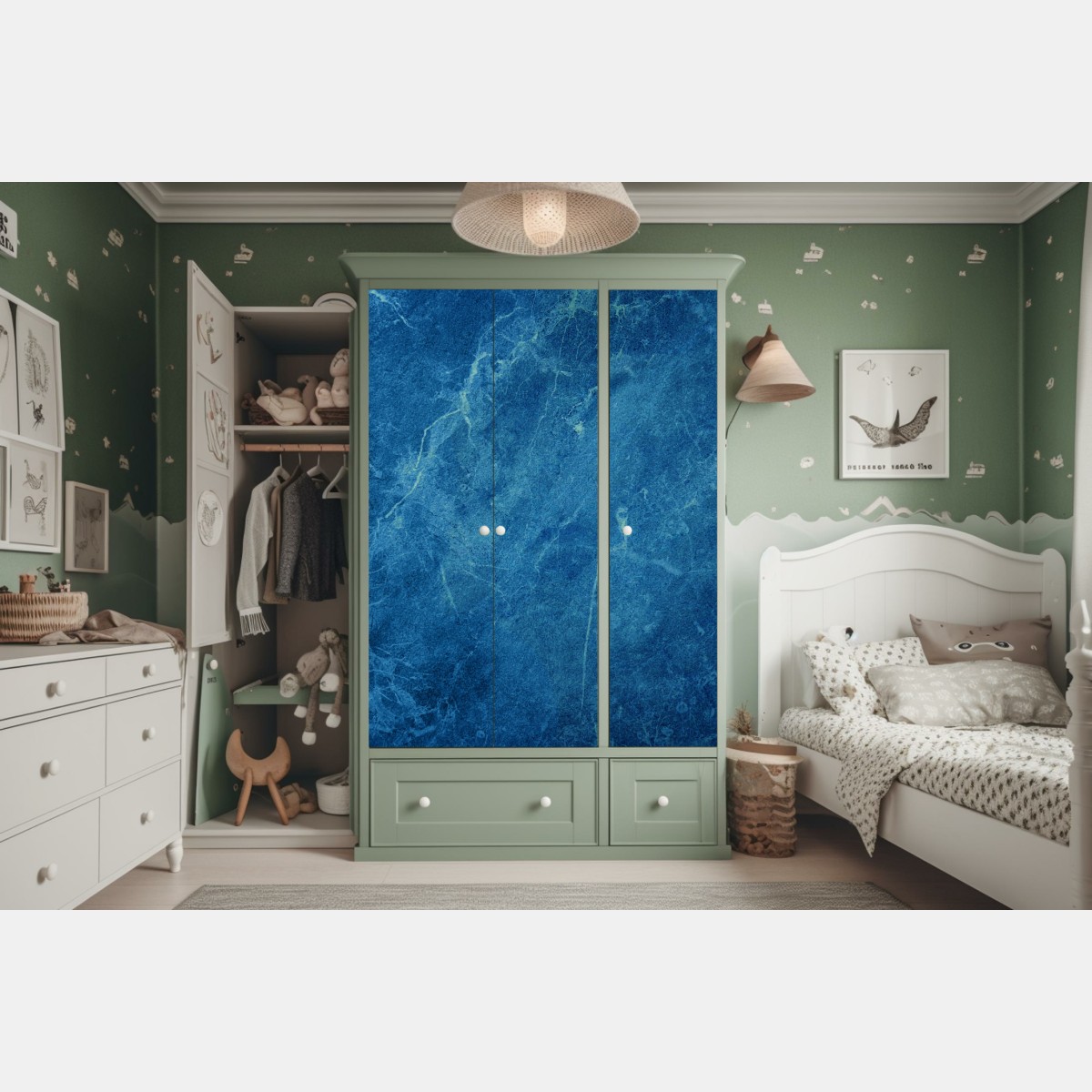 Naklejka na szafę głęboka niebieska tekstura marmuru – Wallissimo® Naklejka na szafę głęboka niebieska tekstura marmuru – Wallissimo®