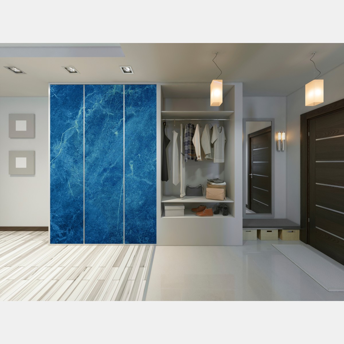 Naklejka na szafę głęboka niebieska tekstura marmuru – Wallissimo® Naklejka na szafę głęboka niebieska tekstura marmuru – Wallissimo®