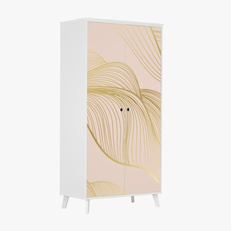 Naklejka na szafę abstrakcyjny wzór złotych fal