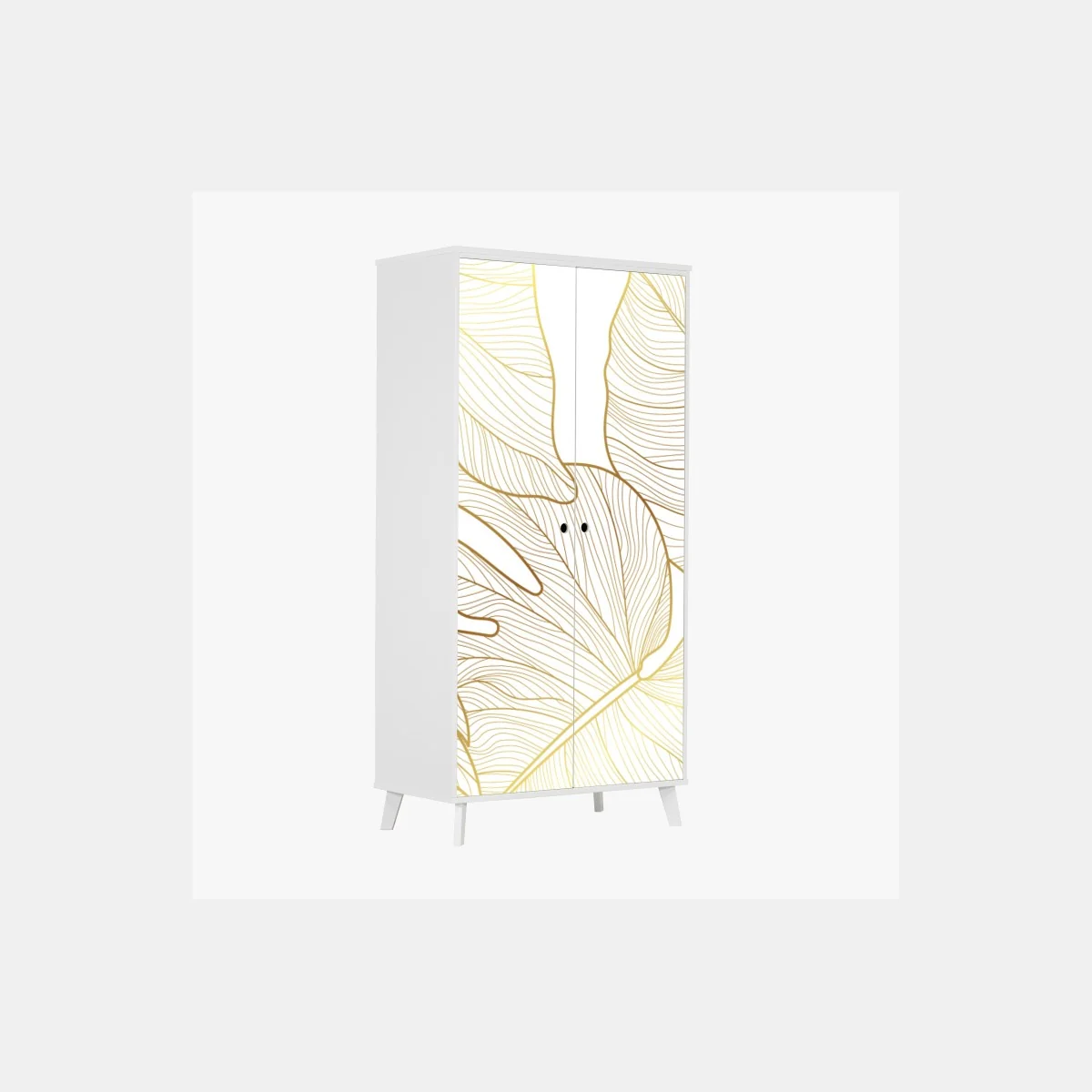 Naklejka na szafę złote botaniczne rysunki liści – Wallissimo® Naklejka na szafę złote botaniczne rysunki liści – Wallissimo®