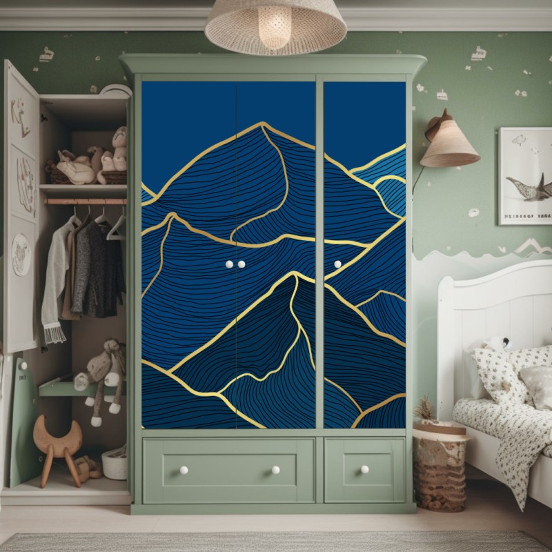 Naklejka na szafę abstrakcyjna stalowa konstrukcja mostu w perspektywie – Wallissimo®