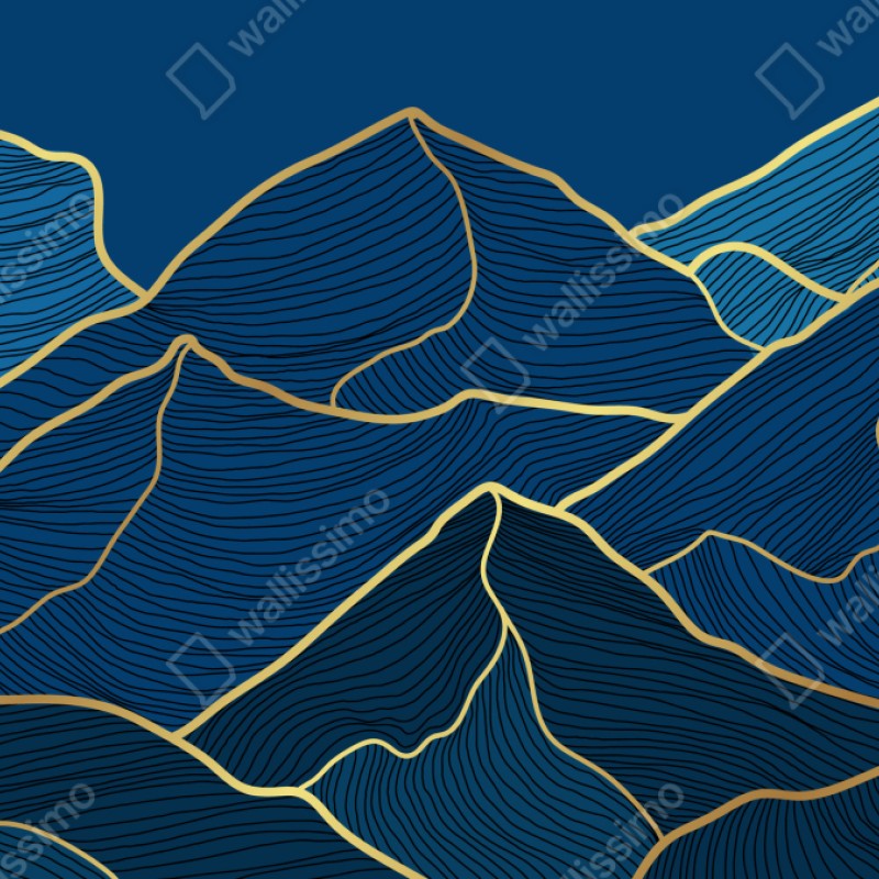 Naklejka na szafę złote linie górskie na granatowym tle – Wallissimo® Naklejka na szafę złote linie górskie na granatowym tle – Wallissimo®
