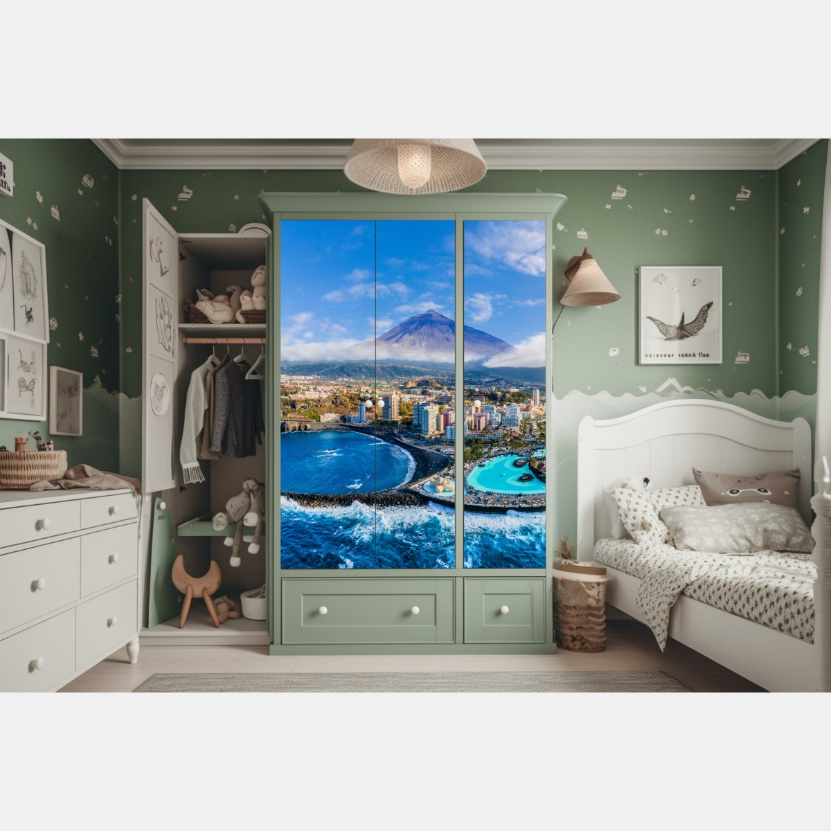 Naklejka na szafę panorama lotnicza wybrzeża Teneryfy z wulkanem Teide – Wallissimo® Naklejka na szafę panorama lotnicza wybrzeża Teneryfy z wulkanem Teide – Wallissimo®