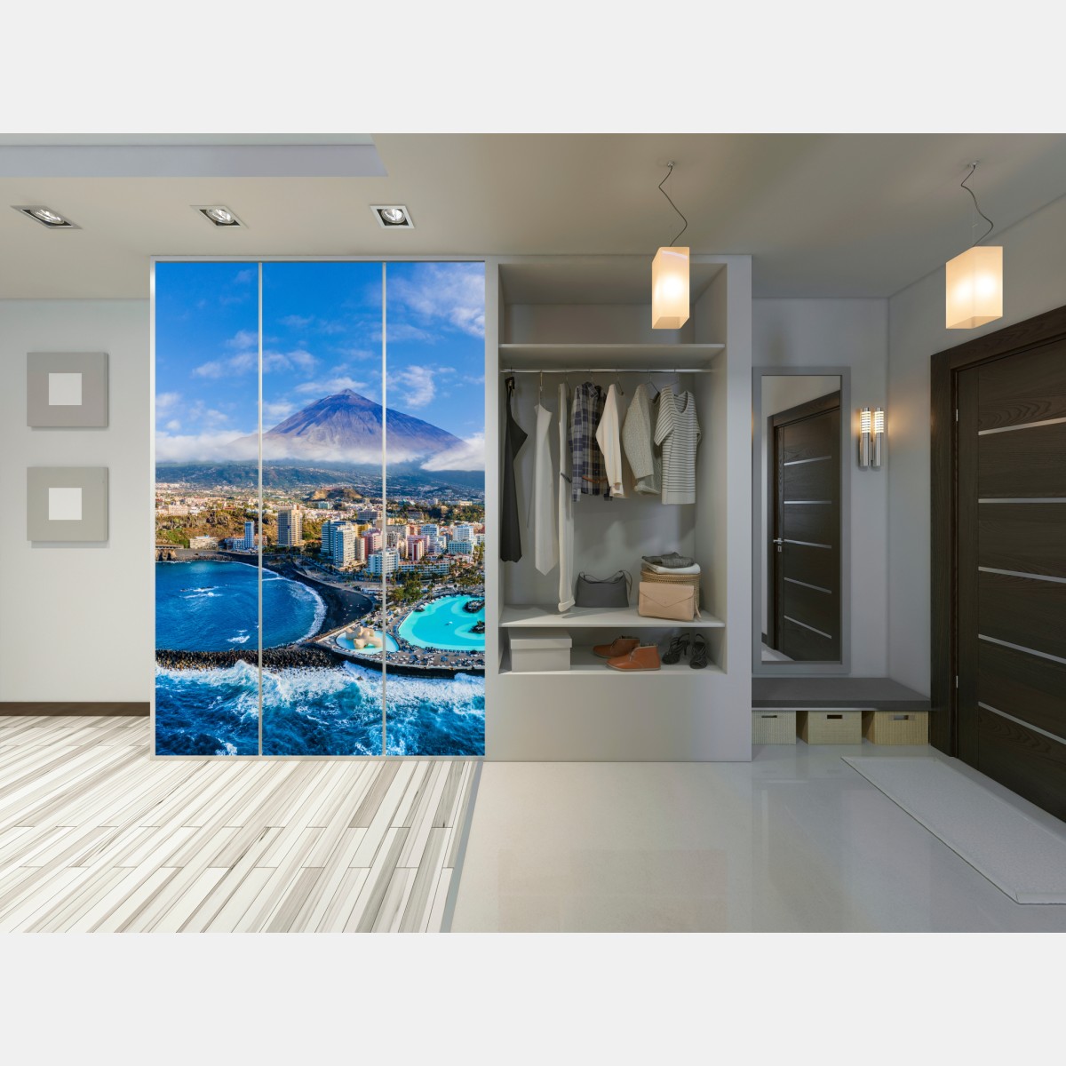 Naklejka na szafę panorama lotnicza wybrzeża Teneryfy z wulkanem Teide – Wallissimo® Naklejka na szafę panorama lotnicza wybrzeża Teneryfy z wulkanem Teide – Wallissimo®