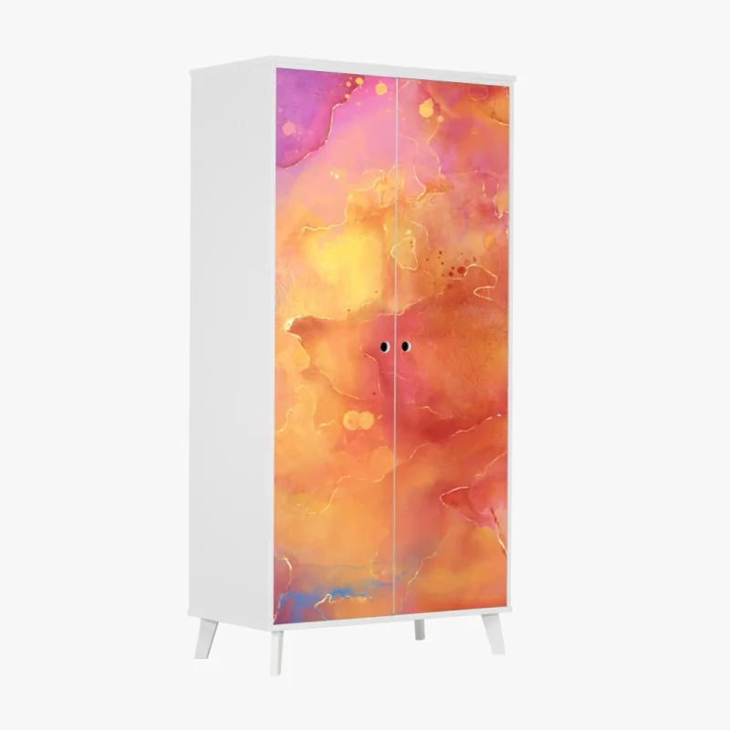 Naklejka na szafę żywa akwarelowa abstrakcja w ciepłych barwach