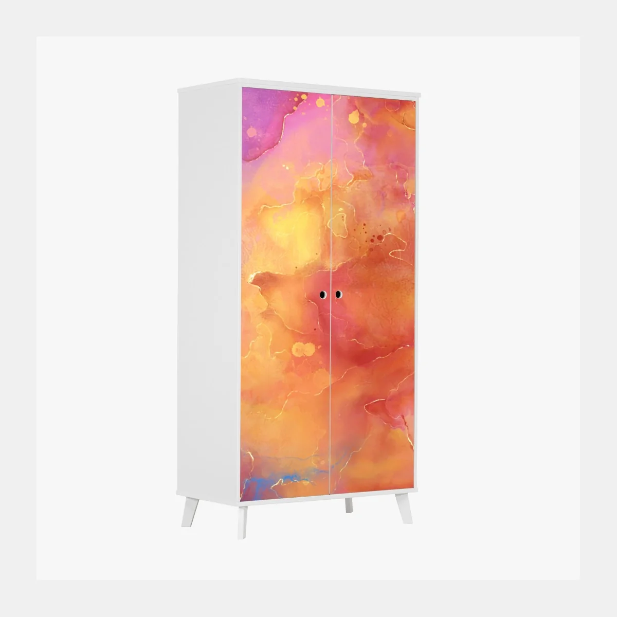 Naklejka na szafę żywa akwarelowa abstrakcja w ciepłych barwach – Wallissimo® Naklejka na szafę żywa akwarelowa abstrakcja w ciepłych barwach – Wallissimo®