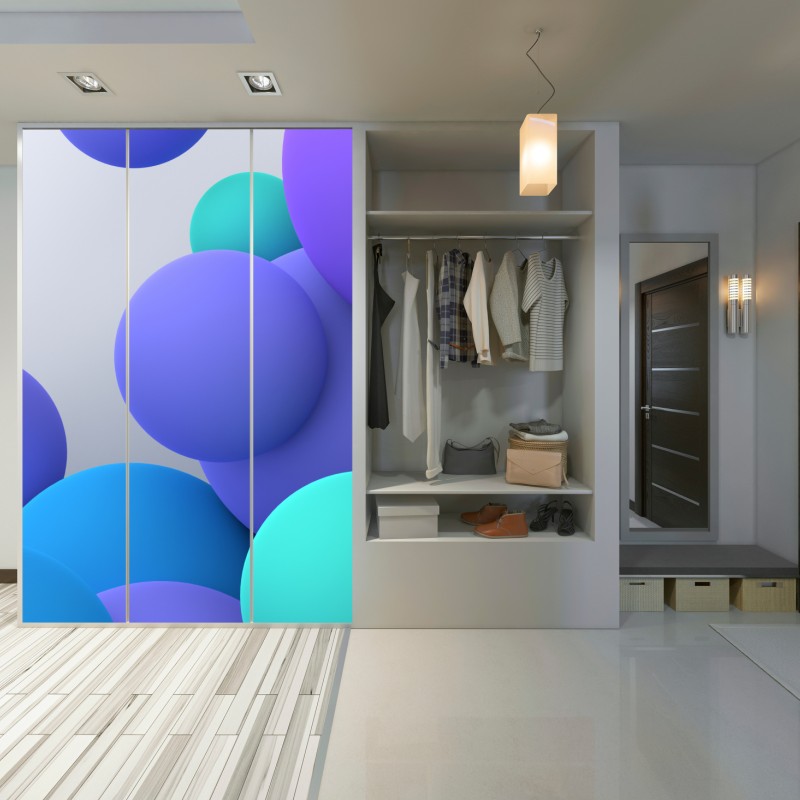 Naklejka na szafę kolorowe pływające kule 3d abstrakcja – Wallissimo® Naklejka na szafę kolorowe pływające kule 3d abstrakcja – Wallissimo®