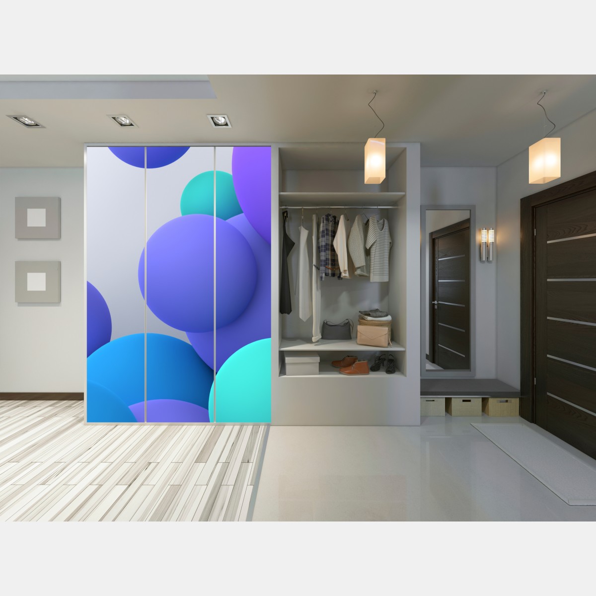 Naklejka na szafę kolorowe pływające kule 3d abstrakcja – Wallissimo® Naklejka na szafę kolorowe pływające kule 3d abstrakcja – Wallissimo®