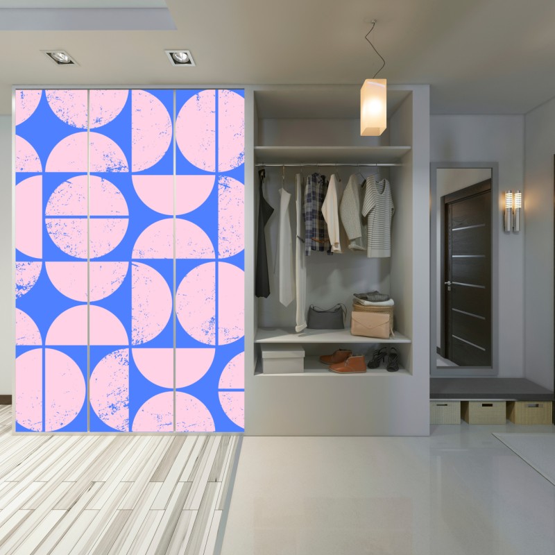 Naklejka na szafę pastelowy geometryczny wzór z kołami – Wallissimo® Naklejka na szafę pastelowy geometryczny wzór z kołami – Wallissimo®