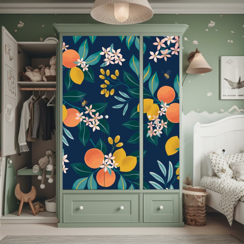 Naklejka na szafę panorama lotnicza wybrzeża Teneryfy z wulkanem Teide – Wallissimo®