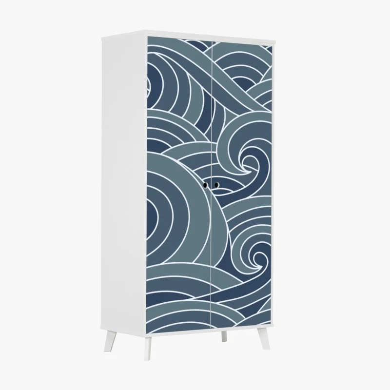 Naklejka na szafę stylizowany wzór fal morskich