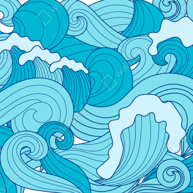 Naklejka na szafę niebieskie fale oceanu – Wallissimo® Naklejka na szafę niebieskie fale oceanu – Wallissimo®