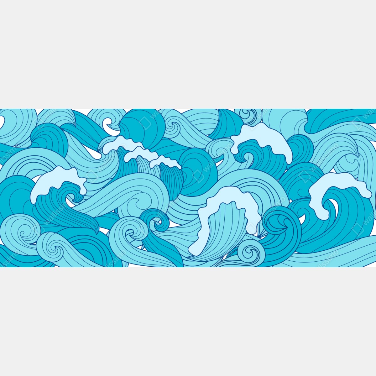 Naklejka na szafę niebieskie fale oceanu – Wallissimo® Naklejka na szafę niebieskie fale oceanu – Wallissimo®