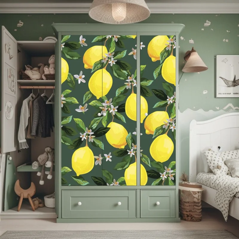 Naklejka na szafę elegancki szary wzór damasceński – Wallissimo®