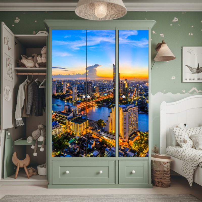 Naklejka na szafę monochromatyczna tekstura marmuru – Wallissimo®