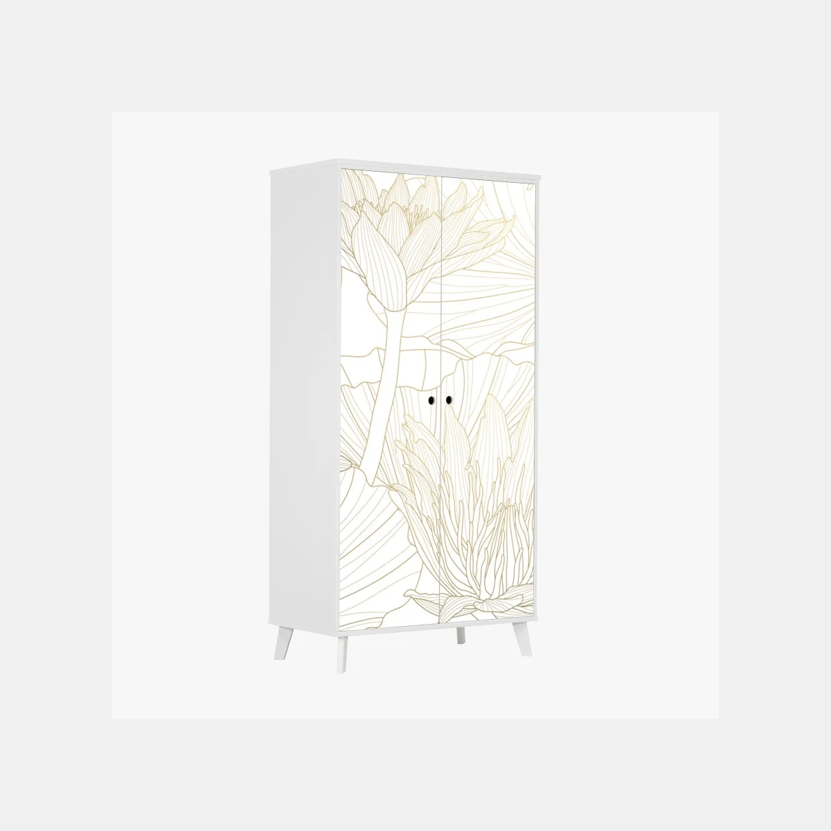 Naklejka na szafę delikatny złoty rysunek kwiatowy – Wallissimo® Naklejka na szafę delikatny złoty rysunek kwiatowy – Wallissimo®