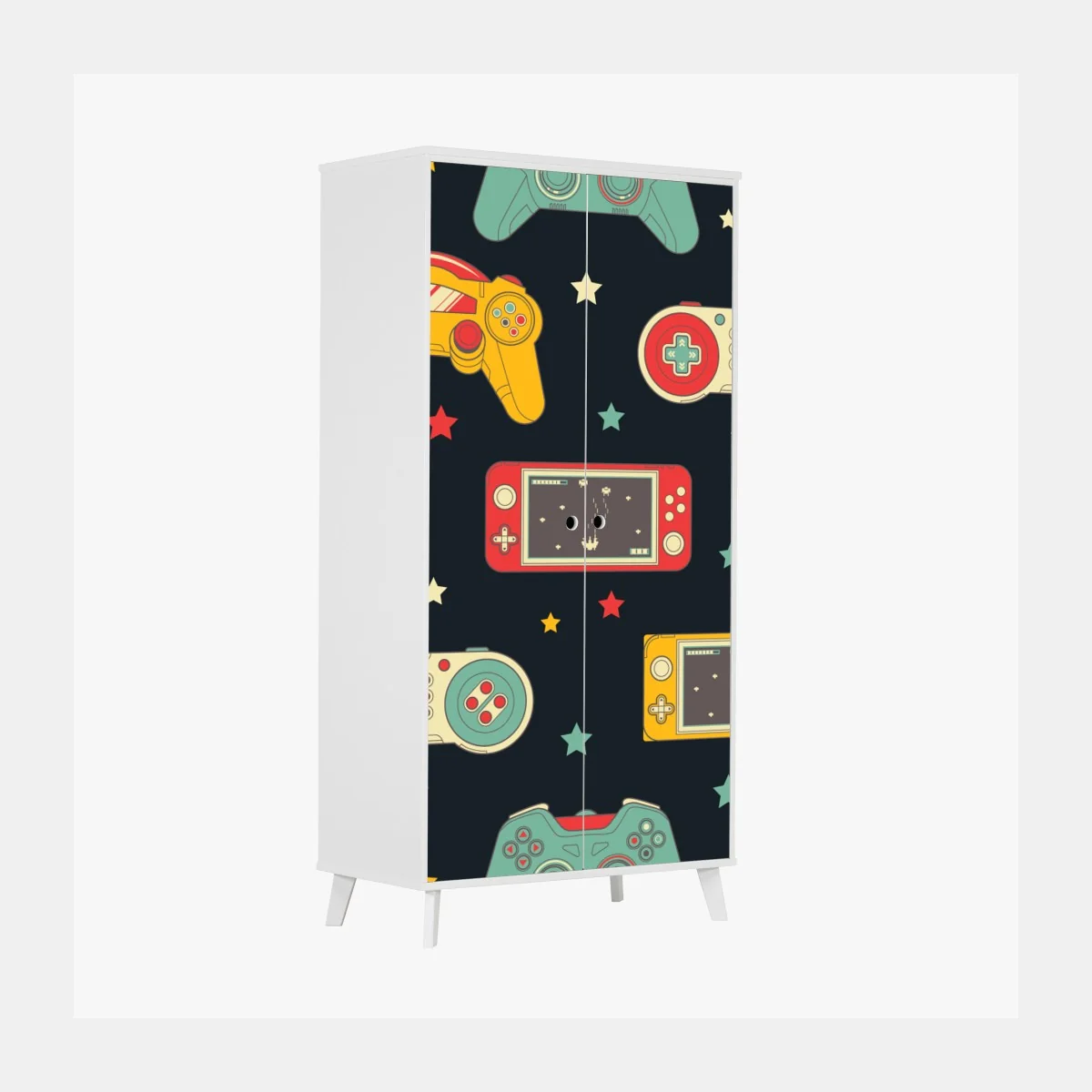 Naklejka na szafę wzór retro padów do gier – Wallissimo® Naklejka na szafę wzór retro padów do gier – Wallissimo®