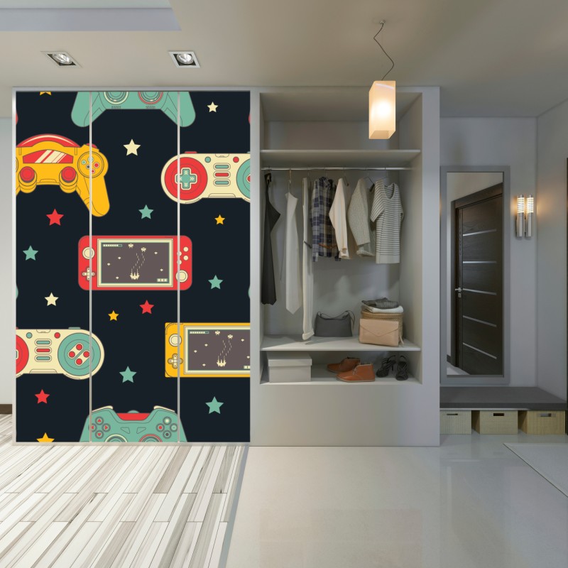 Naklejka na szafę wzór retro padów do gier – Wallissimo® Naklejka na szafę wzór retro padów do gier – Wallissimo®