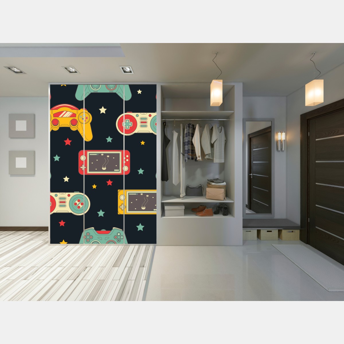 Naklejka na szafę wzór retro padów do gier – Wallissimo® Naklejka na szafę wzór retro padów do gier – Wallissimo®