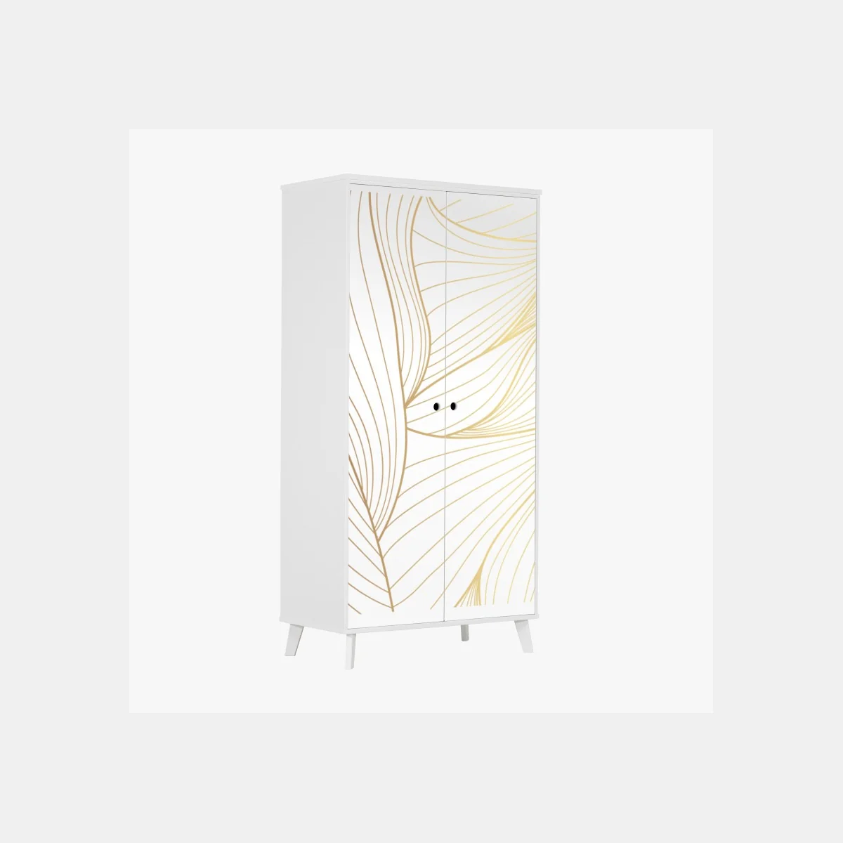 Naklejka na szafę złote płynne linie abstrakcyjny wzór – Wallissimo® Naklejka na szafę złote płynne linie abstrakcyjny wzór – Wallissimo®