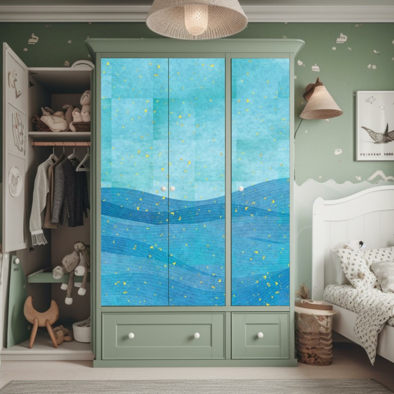 Naklejka na szafę mglisty ośnieżony las sosnowy – Wallissimo®