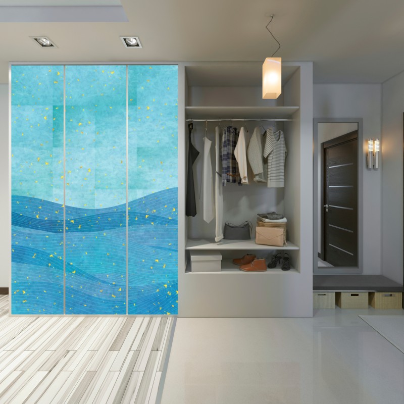 Naklejka na szafę turkusowe fale abstrakcyjna kompozycja – Wallissimo® Naklejka na szafę turkusowe fale abstrakcyjna kompozycja – Wallissimo®